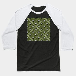 Art Deco Pattern No 83 - Green - Nautical Seashell Pattern Baseball T-Shirt